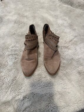 Vince Camuto Taupe Suede Studded Ankle Booties